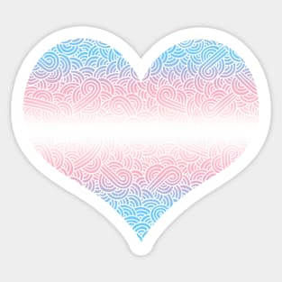 Ombré transgender colours and white swirls doodles heart Sticker